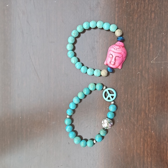 Turquoise Mala bead bracelet set - Picture 2 of 4